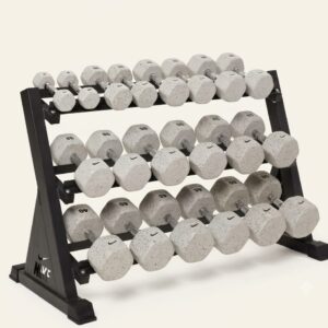 Nike Style Hex Dumbbell Set with 3-Tier Rack 40% off